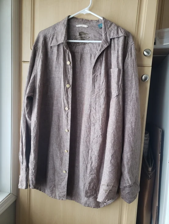 Tommy Bahamas 100% Linen Casual Button-Up Shirt in Taupe - Picture 1 of 8